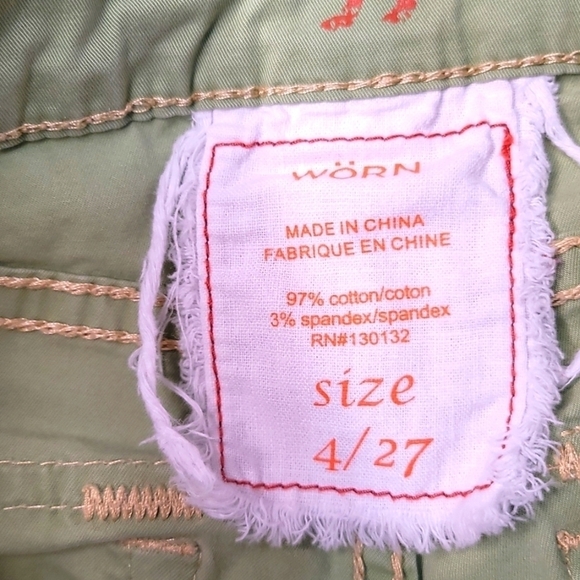 WÖRN Green Stretch Denim Back Flap Pocket Jeans Straight Leg size 4/27 - Picture 9 of 13
